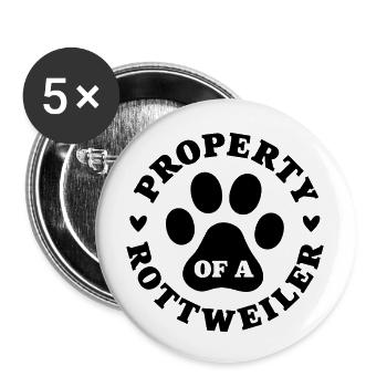 Property of a Rottweiler - Buttons large 2.2''/56 mm (5-pack) - white - Front