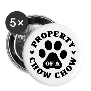 Eigenschaft eines Chow Chows - Buttons groß 56 mm (5er Pack) - Weiß - Vorne