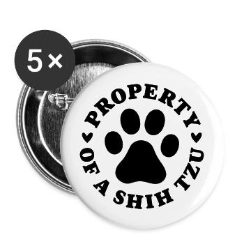 Property of a Shih Tzu - Buttons large 2.2''/56 mm (5-pack) - white - Front