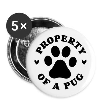 Property of a Pug - Buttons large 2.2''/56 mm (5-pack) - white - Front