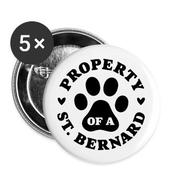 Property of a St Bernard - Buttons large 2.2''/56 mm (5-pack) - white - Front