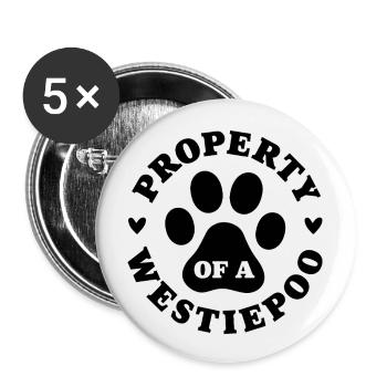 Property of a Westiepoo - Buttons large 2.2''/56 mm (5-pack) - white - Front