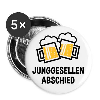 Junggesellenabschied (Bier Bayrische Bierkrüge 2C) - Buttons groß 56 mm (5er Pack) - Weiß - Vorne