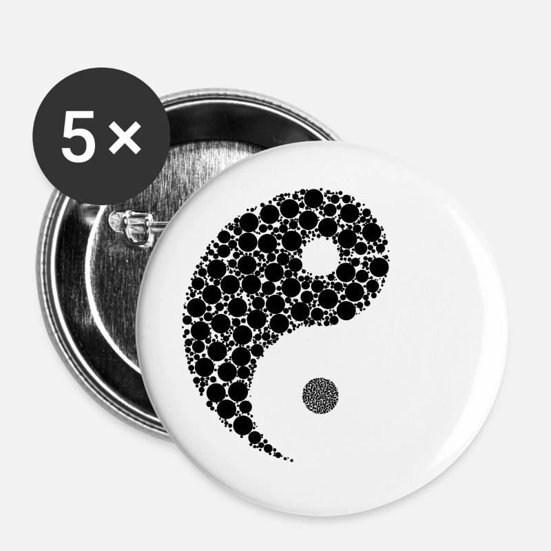 yin yang - Buttons large 2.2''/56 mm (5-pack) - white