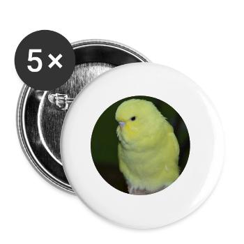 Budgies yellow budgie parakeet - Buttons large 2.2''/56 mm (5-pack) - white - Front