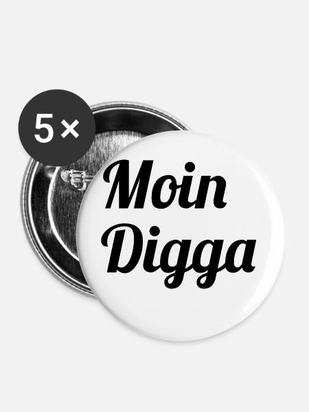 Moin Digga - Buttons groß 56 mm (5er Pack) - Weiß