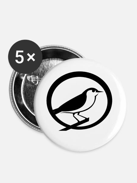 Vogel - Buttons groß 56 mm (5er Pack) - Weiß