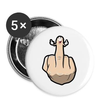 Mittelfinger zeigt seine Mittelfinger - Buttons groß 56 mm (5er Pack) - Weiß - Vorne