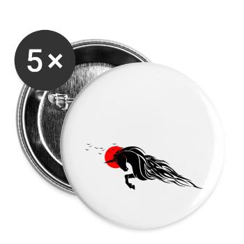 le cheval - Lot de 5 grands badges (56 mm) - blanc - Devant