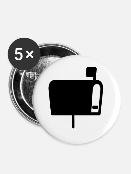 Briefkasten - Buttons groß 56 mm (5er Pack) - Weiß
