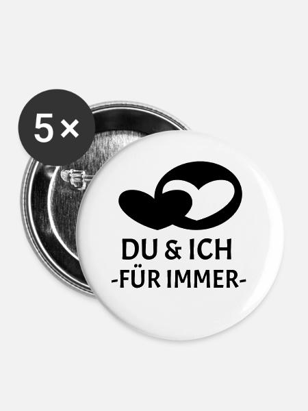 Du & Ich für immer - Buttons groß 56 mm (5er Pack) - Weiß
