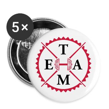 équipe de gym haltères - Lot de 5 grands badges (56 mm) - blanc - Devant