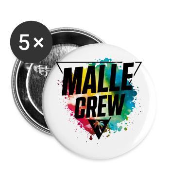 malle crew bunt klecks - Buttons groß 56 mm (5er Pack) - Weiß - Vorne