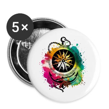 anker kompass seil bunt symbol - Buttons groß 56 mm (5er Pack) - Weiß - Vorne