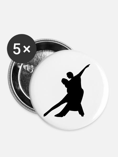 Tango Tanzen - Buttons groß 56 mm (5er Pack) - Weiß