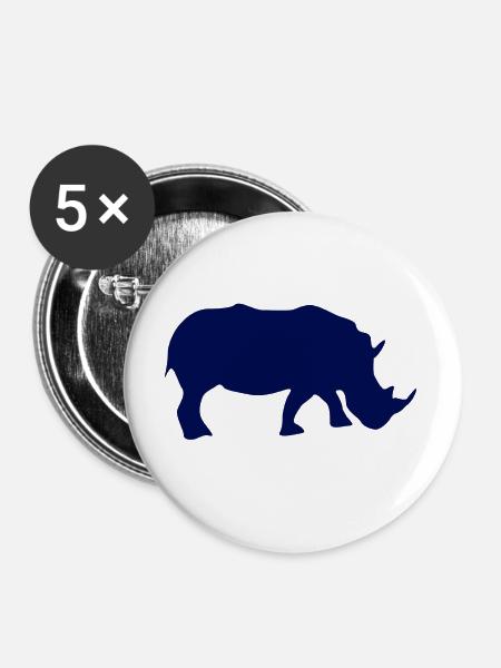 Nashorn Silhouette - Buttons groß 56 mm (5er Pack) - Weiß
