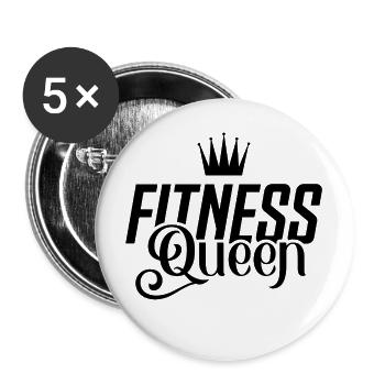 Fitness Queen Krone Workout - Buttons groß 56 mm (5er Pack) - Weiß - Vorne