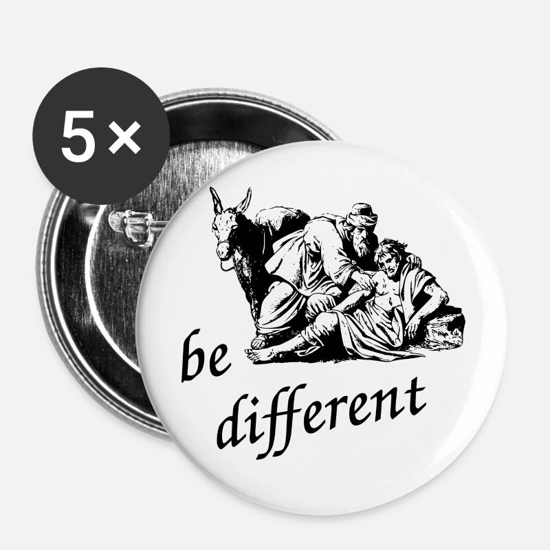 Samaritans - be different - Buttons large 2.2''/56 mm (5-pack) - white