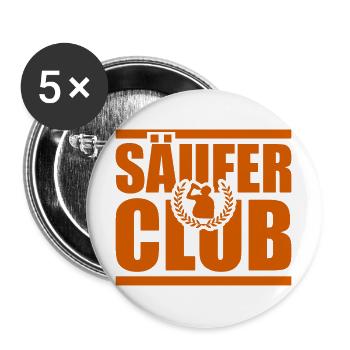 Säufer Club Team Saufen - Buttons groß 56 mm (5er Pack) - Weiß - Vorne