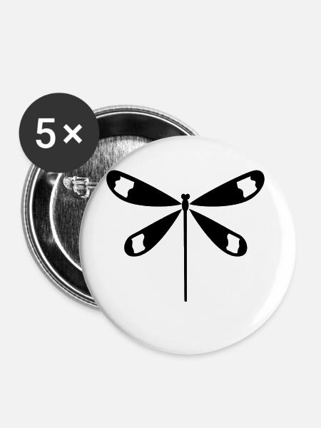 Libelle - Buttons groß 56 mm (5er Pack) - Weiß