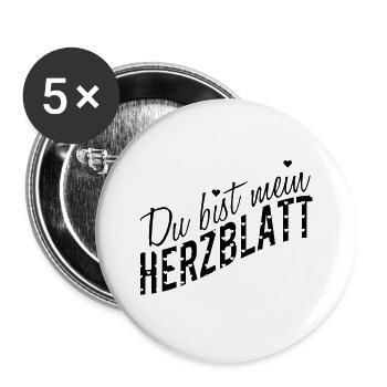 DU BIST MEIN HERZBLATT - Buttons groß 56 mm (5er Pack) - Weiß - Vorne