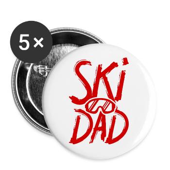 Ski Papa Vatertag Skiing Spruch - Buttons groß 56 mm (5er Pack) - Weiß - Vorne