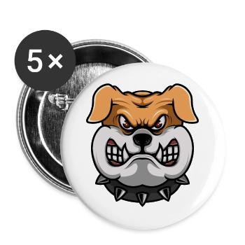 bulldog head comic dog - Buttons large 2.2''/56 mm (5-pack) - white - Front