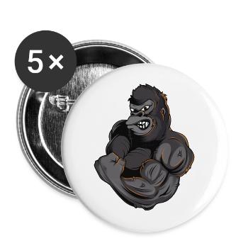 gorille muscles gym fitness bête - Lot de 5 grands badges (56 mm) - blanc - Devant