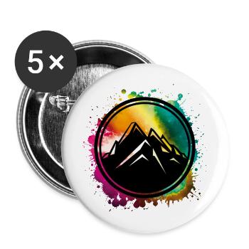 mountain berge symbol bunt klecks - Buttons groß 56 mm (5er Pack) - Weiß - Vorne