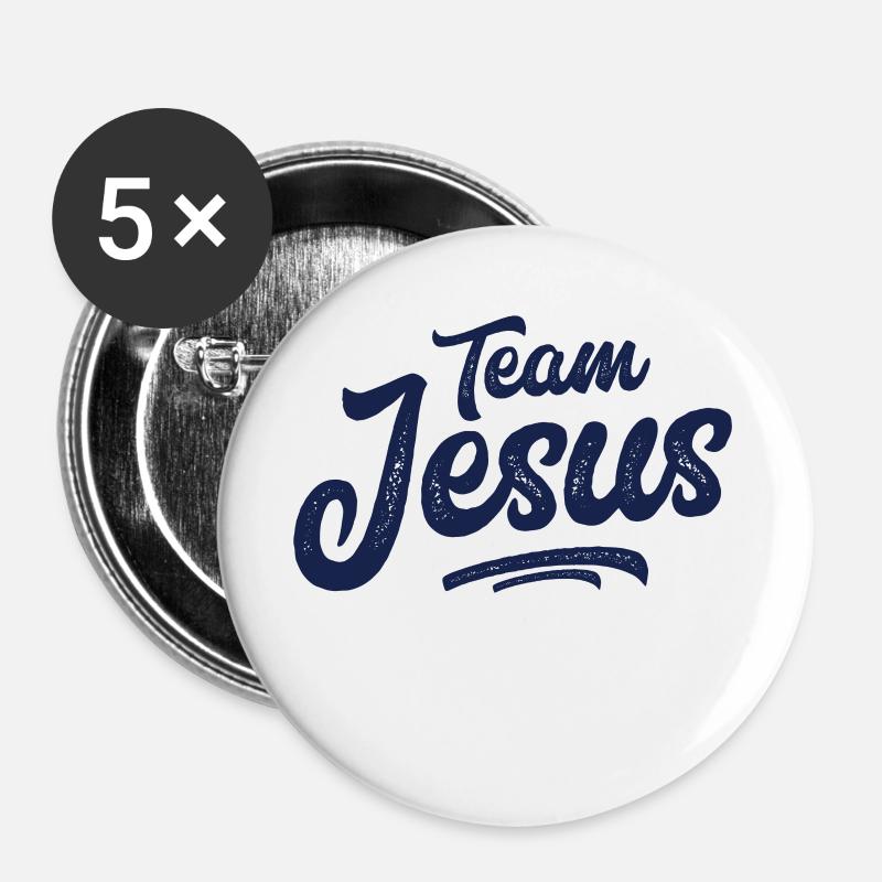 Team Jesus Christ Faith - Buttons large 2.2''/56 mm (5-pack) - white
