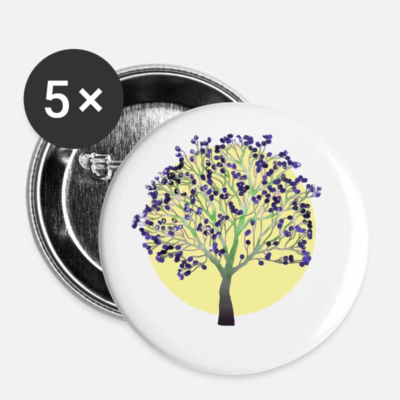 Tree, purple - Buttons large 2.2''/56 mm (5-pack) - white