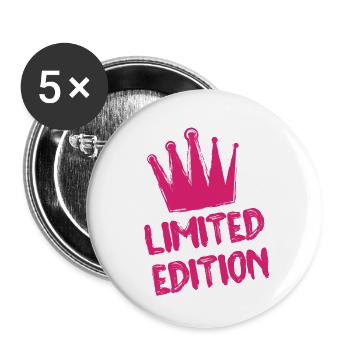 Limited Edition Krone Pink - Lot de 5 grands badges (56 mm) - blanc - Devant