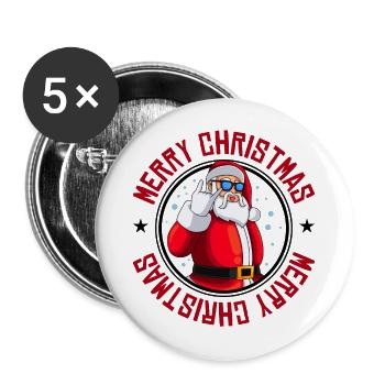 Père Noël Joyeux Noël Cool Party - Lot de 5 grands badges (56 mm) - blanc - Devant