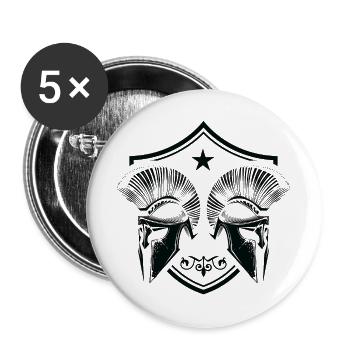 crête de casque spartiate - Lot de 5 grands badges (56 mm) - blanc - Devant