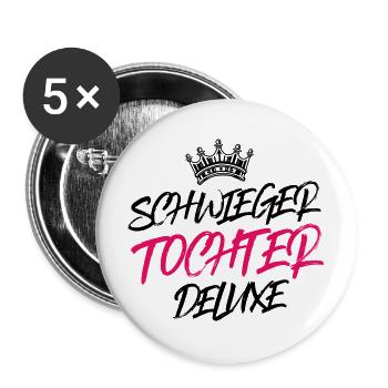 schwiegertochter deluxe krone - Buttons groß 56 mm (5er Pack) - Weiß - Vorne