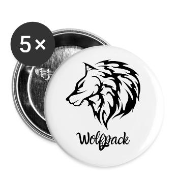 Wolf - Buttons groß 56 mm (5er Pack) - Weiß - Vorne