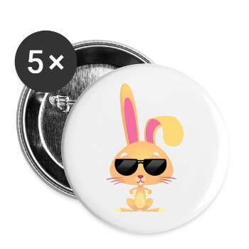 lapin cool et mignon avec des lunettes de soleil - Lot de 5 grands badges (56 mm) - blanc - Devant