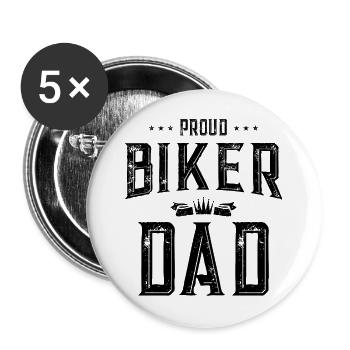 Stolzer Biker Papa Motorrad - Buttons groß 56 mm (5er Pack) - Weiß - Vorne