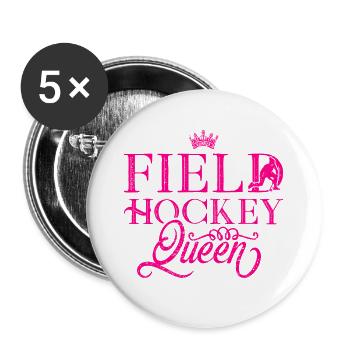 Feldhockey Königin Spielerin - Buttons groß 56 mm (5er Pack) - Weiß - Vorne
