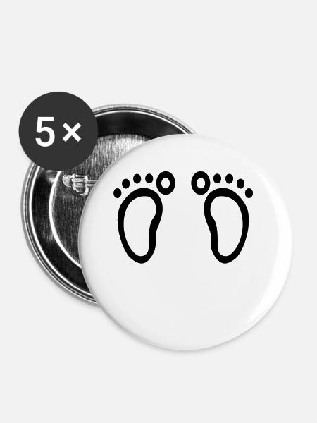 Fußabdrücke - Buttons groß 56 mm (5er Pack) - Weiß