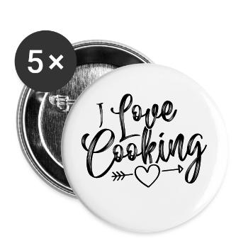 Ich Liebe Kochen Herz Chefkoch - Buttons groß 56 mm (5er Pack) - Weiß - Vorne
