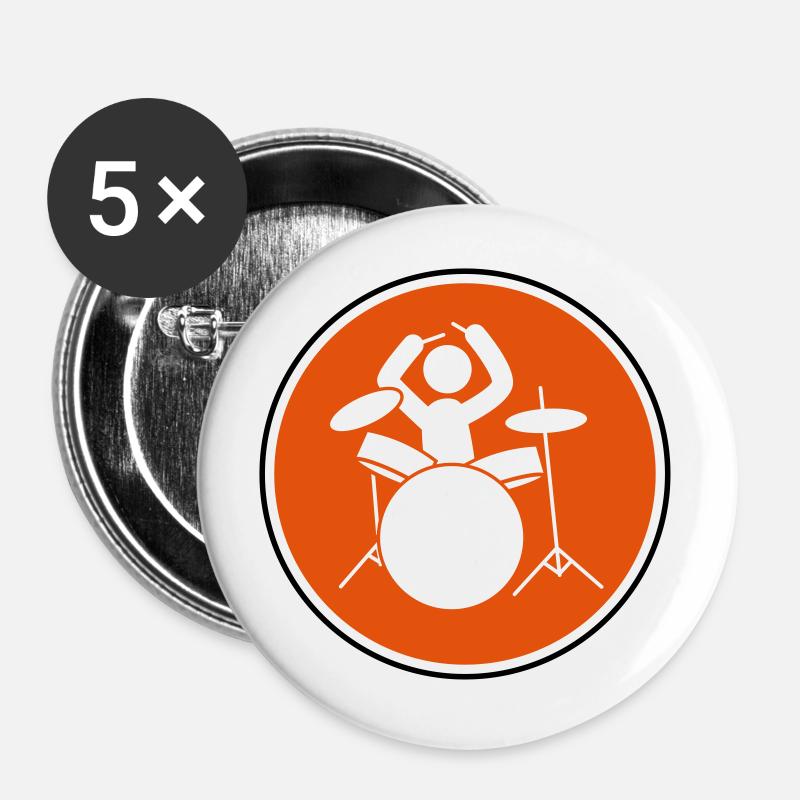 drummer icon drummer - Buttons large 2.2''/56 mm (5-pack) - white