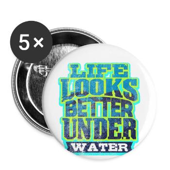 Taucher Tauchen - Buttons groß 56 mm (5er Pack) - Weiß - Vorne