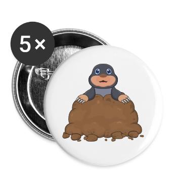 Mole in the molehill - Buttons large 2.2''/56 mm (5-pack) - white - Front