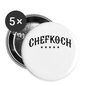 Chefkoch Kochen Sterne Koch - Buttons groß 56 mm (5er Pack) - Weiß - Vorne