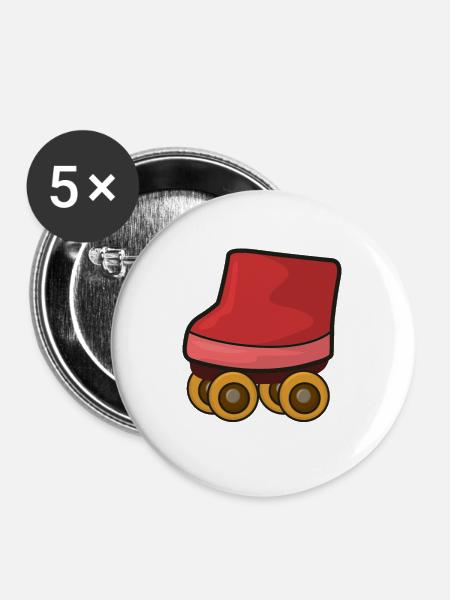 Rollschuh Rollschuhlaufen - Buttons groß 56 mm (5er Pack) - Weiß