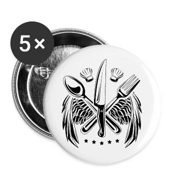 Cutlery icon cooking chef cook - Buttons large 2.2''/56 mm (5-pack) - white - Front