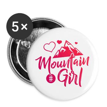 Mountain Girl Mountains Love - Buttons large 2.2''/56 mm (5-pack) - white - Front