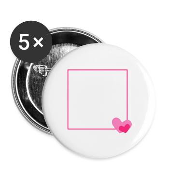 Herz Rahmen Ornament Linie Anpassbar - Buttons groß 56 mm (5er Pack) - Weiß - Vorne