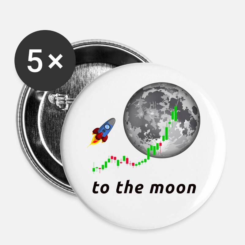 To the Moon - Buttons large 2.2''/56 mm (5-pack) - white